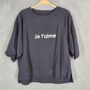 Madewell Je T'aime Sweatshirt Charcoal Gray Women's Size Large 100% Cotton
